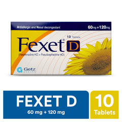 Fexet-D Tablets 60Mg+120Mg (1 Box = 1 Strip)(1 Strip = 10 Tablets)