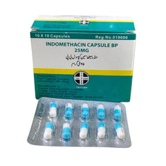 Indomethacin Capsules 25Mg (1 Strip = 10 Capsules)