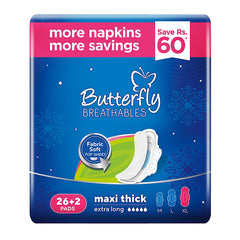 Butterfly Breathable Maxi Thick Xl Sanitary Pads Trio 12X24