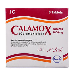 Calamox Tablets 1G (1 Box = 1 Strip)(1 Strip = 6 Tablets)
