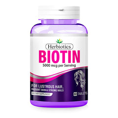 Herbiotics Biotin Tablets 5000Mcg (1 Bottle = 60 Tablets)