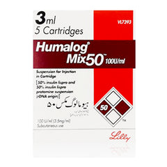 Humalog Mix 50 Injection 100U/Ml Cartridges (1 Box = 5 Cartridge)