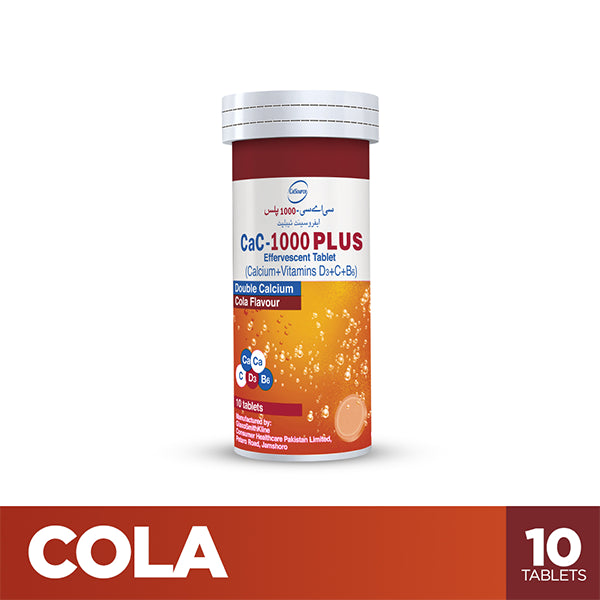 Cac-1000 Plus Effervescent Cola Flavor Tablets  (1 Bottle = 10 Tablets)