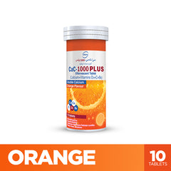 Cac-1000 Plus Effervescent Orange Flavor Tablets  (1 Bottle = 10 Tablets)