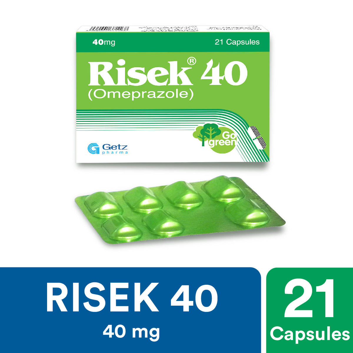 Risek Capsules 40Mg    (1 Strip = 7 Capsules)