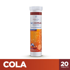 Cac-1000 Plus Effervescent Cola Flavor Tablets (1 Bottle = 20 Tablets)