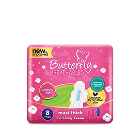 Butterfly Breathables Maxi Thick Cottony Sanitary Pads 8Pcs