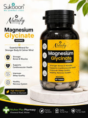 Magnesium Glycinate | For Bones, Muscle & Nerves Support (1 Bottle = 60 Tablets)