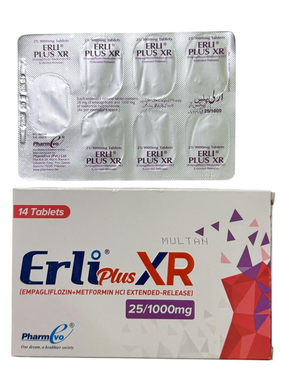 Erli Plus Xr Tablets 25/1000Mg  (1 Strip = 7 Tablets)