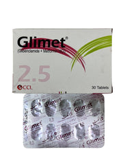 Glimet  Tablets 2.5/500Mg (1 Strip = 10 Tablets)