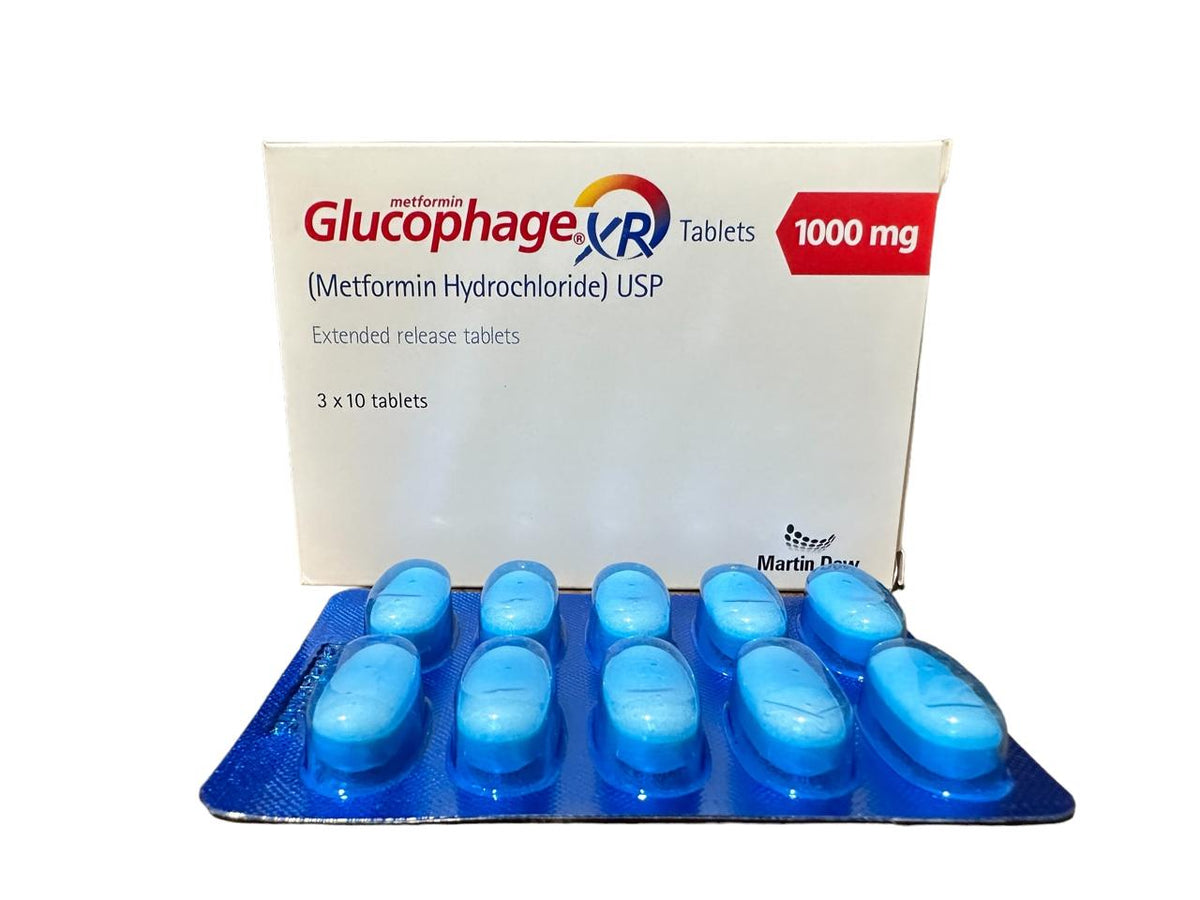 Glucophage Xr Tablets 1000mg (1 Strip = 10 Tablets)