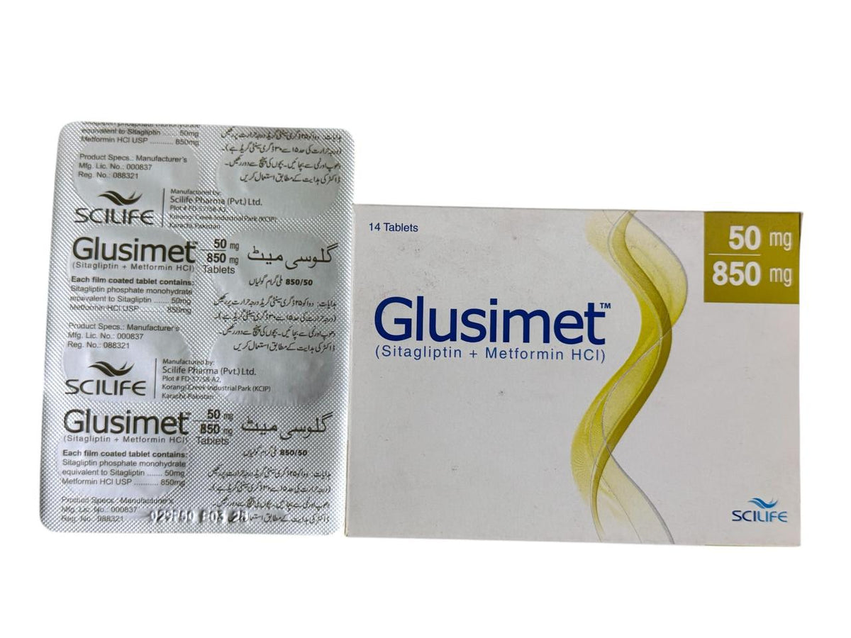 Glusimet Tablets 50Mg/850Mg (1 Strip = 7 Tablets)