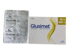 Glusimet Tablets 50Mg/850Mg (1 Strip = 7 Tablets)