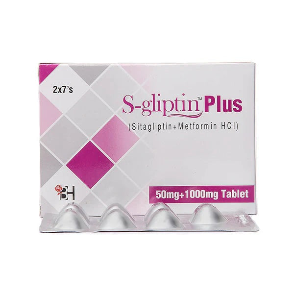 S-Gliptin Plus Tablets 50Mg+1000Mg (1 Strip = 7 Tablets)