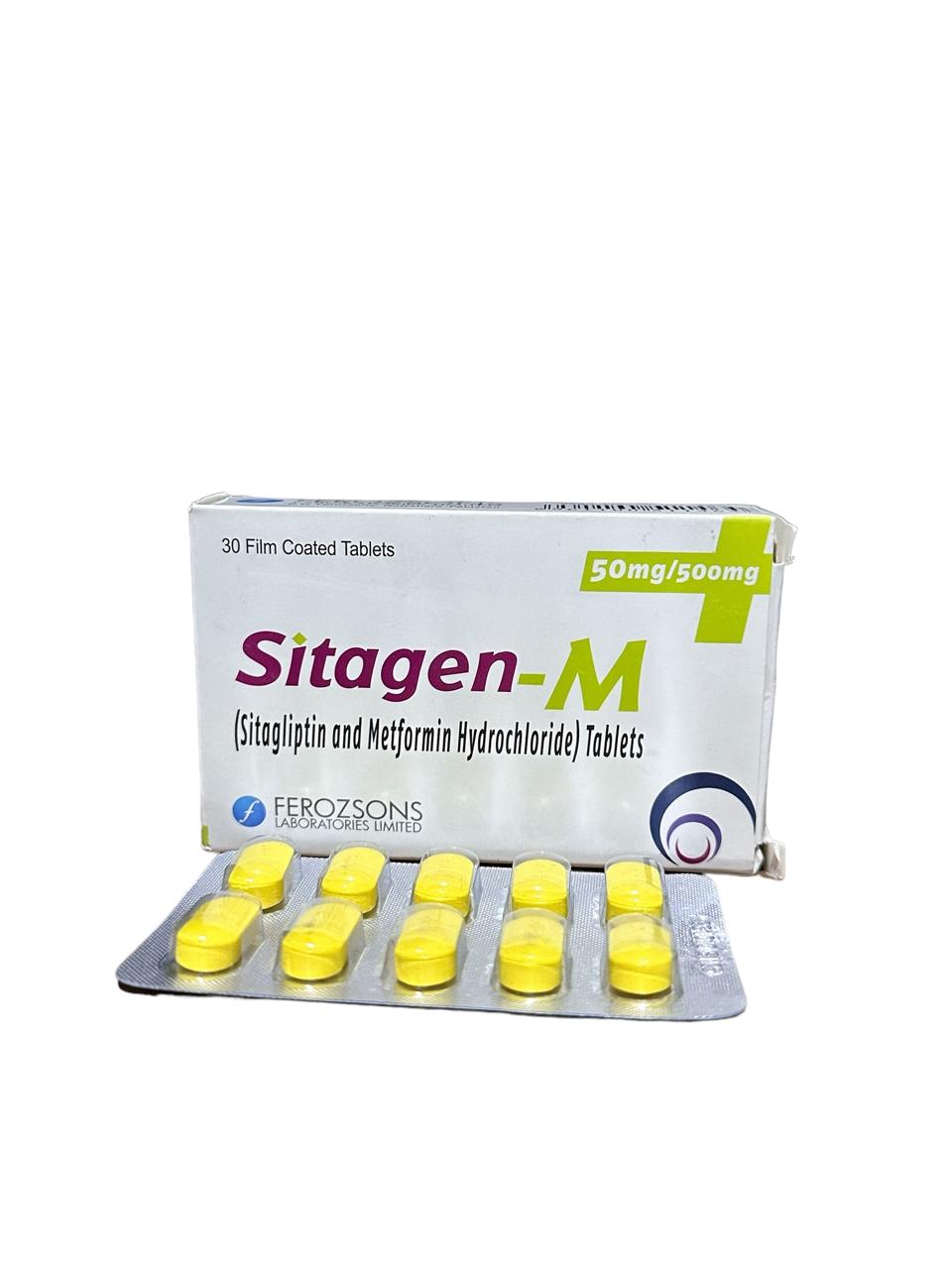 Sitagen-M Tablets 50/500Mg  (1 Strip = 10 Tablets)