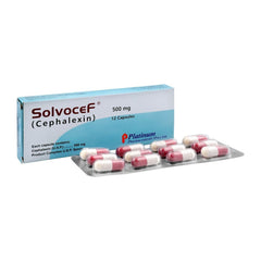 Solvocef Capsules 500Mg (1 Box = 12 Capsules)