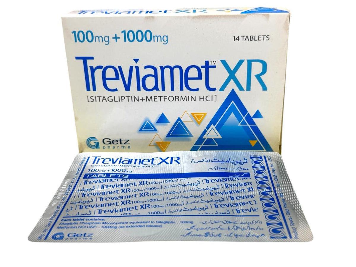 Treviamet-Xr Tablets 100Mg/1000Mg (1 Strip = 7 Tablets)