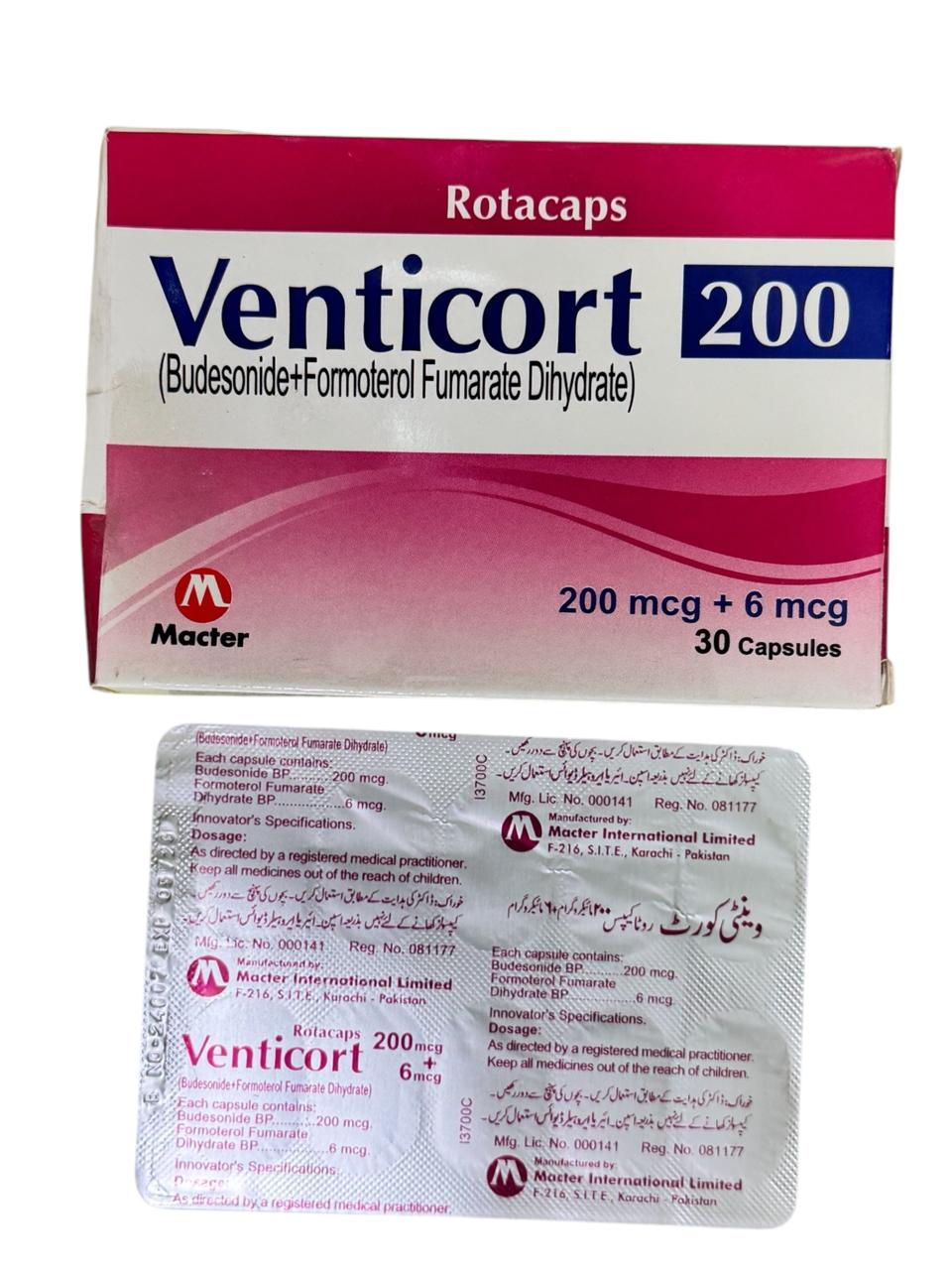 Venticort Capsule 200Mcg+6Mcg (1 Strip = 10 Capsules)