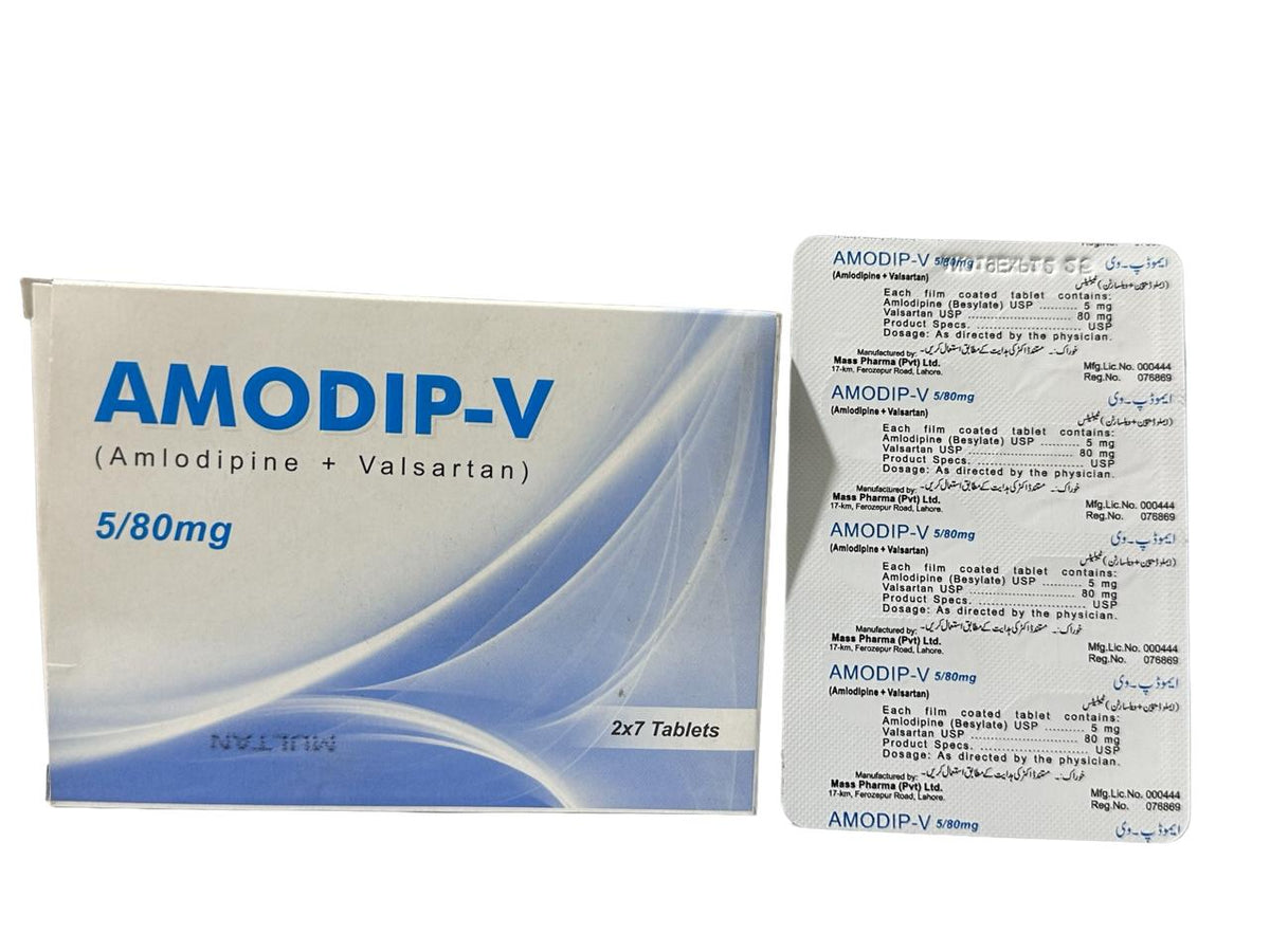 AMODIP-V Tablets 5Mg/80Mg (1 Strip = 7 Tablets)