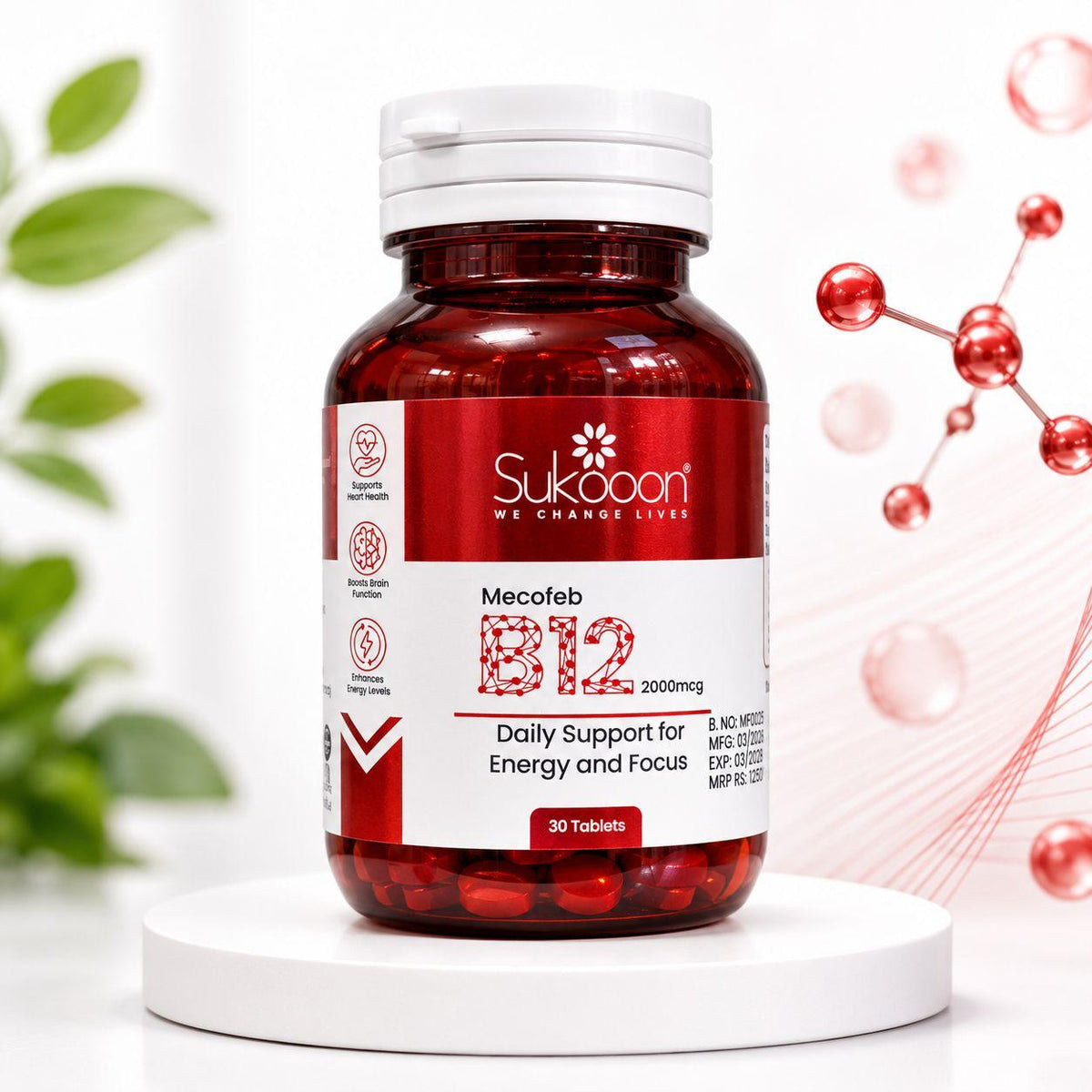 Mecofeb (B12-Tablets) 2000mcg Tablets (1 Bottle = 30 Tablets)