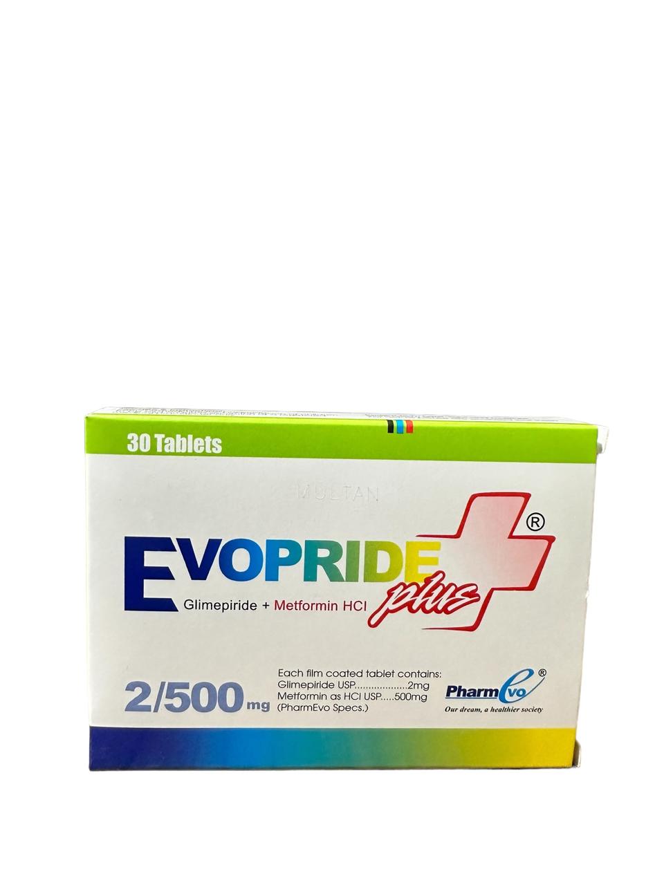 Evopride Plus Tablets 2/500Mg (1 Strip = 10 Tablets)
