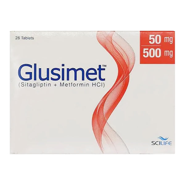 Glusimet Tablets 50Mg/500Mg (1 Strip = 7 Tablets)