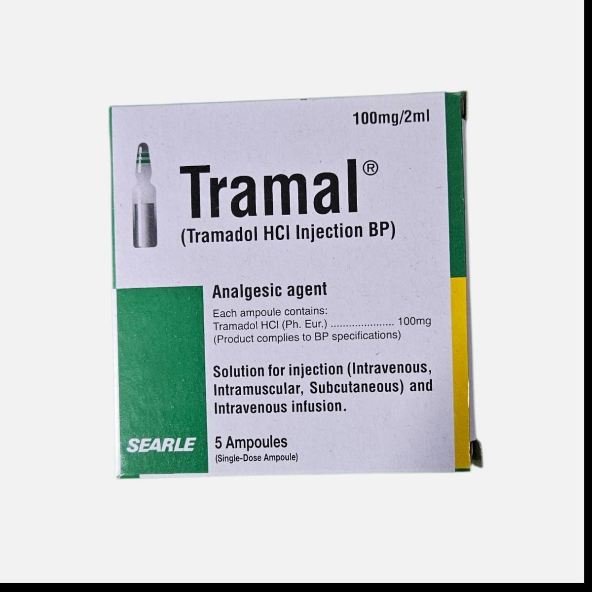 Tramal Injection 100mg/2ml (1 Box = 5 Ampoules)