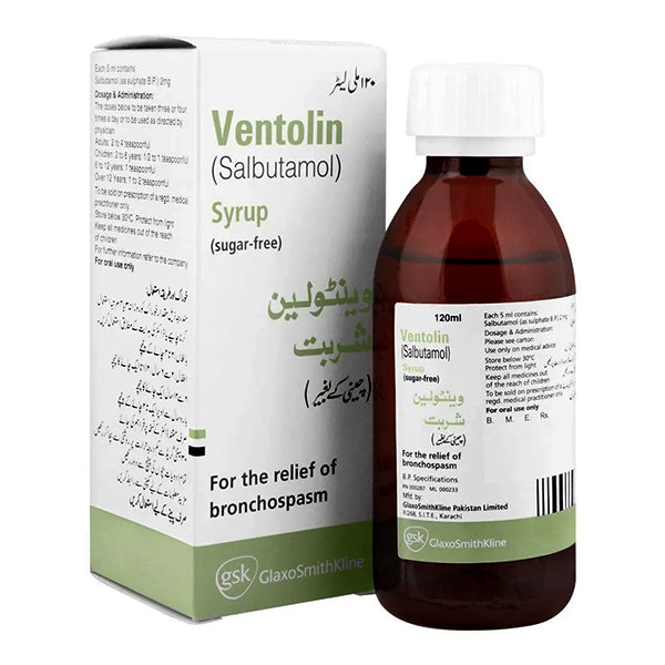 Ventolin 120Ml Sugar Free Syrup 2Mg/5Ml